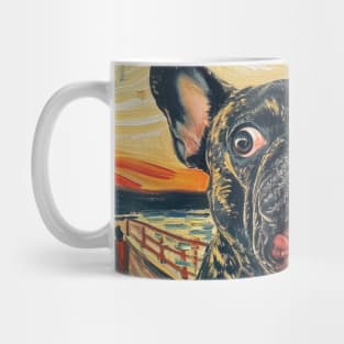 Brindle French Bulldog The Scream Painting Mug